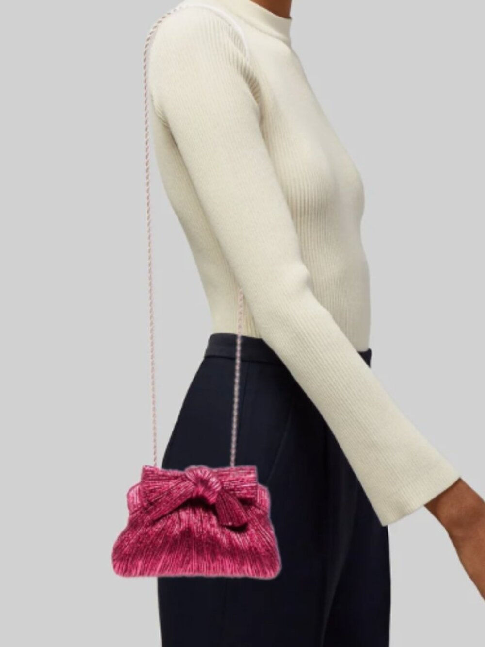 LOEFFLER RANDALL Rayne Pleated Clutch In Fuchsia